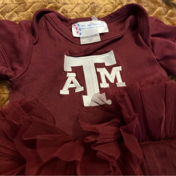 Two Feet Ahead Maroon Girls' Tutu Dress with White Logo - Picture 2 of 8